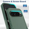 thumbnail image 5 of Decase for Google Pixel 9 / 9 Pro Case, Shockproof Heavy Duty Hybrid Protection Hard PC Shell Flexible TPU Bumper, Military Grade Drop Proof Durable Protective Case with Screen Protector,Darkgreen, 5 of 5