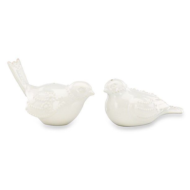 Lenox French Perle Bird Salt and Pepper Shakers in White