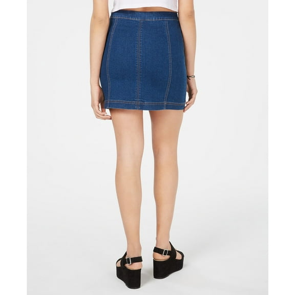 Tinsel Town Juniors Zip Front Denim Mini Skirt