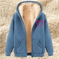 thumbnail image 2 of BiZtdJrK Womens Zip Up Hoodies Warm Fleece Lined Sweatshirt Jackets 2025 Trendy Heart Printed Hooded Coat with Pockets Fall Clothes Prime Day Sales Today Sky Blue XL, 2 of 5