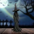 thumbnail image 2 of OIUR Halloween Tree Root Witch Statue Spooky Black Witch Figurine Resin Sculpture Home Office Holiday Party Decoration Ornament, 2 of 6