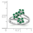 thumbnail image 3 of Auriga Fine Jewelry 925 Sterling Silver Emerald and Diamond Engagement Ring Size 7 for Women, 3 of 5