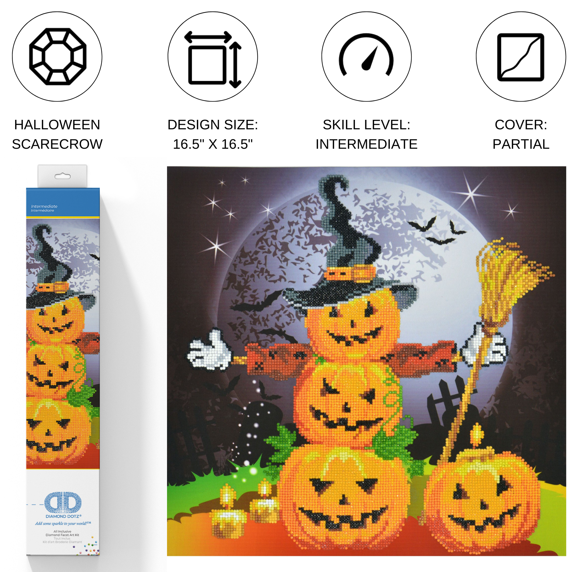 Diamond Dotz Halloween Scarecrow Diamond Painting Kits for Adults - Diamond Art Kits a Relaxing Creative Craft Kit with Dotz Gems