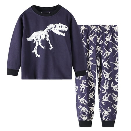 

Toddler Kids Baby Boys Spring and Autumn Long Sleeve Sleepwear Outfits Cute Cartoon Dinosaur Print Round Neck Pajamas Children s Casual Loose Home Wear