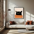 thumbnail image 2 of The Curious Cat - Illustration Cat Animal Minimalist Modern Art Pop Art Humor Black Framed Wall Art Print 9 x 12 inches, 2 of 4