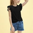 thumbnail image 7 of ADSSDQ Girl's Short Ruffle Sleeve Summer Shirts Top Tie Front Knot Tops Tee T Shirt for 5-6 Years Black, 7 of 7