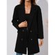 thumbnail image 3 of Abrigo De Cuello Con Muescas, Elegante Abrigo De Doble Botonadura Con Bolsillo Con Solapa De Color Puro Para Fiestas ANGGREK Negro S, 3 of 7