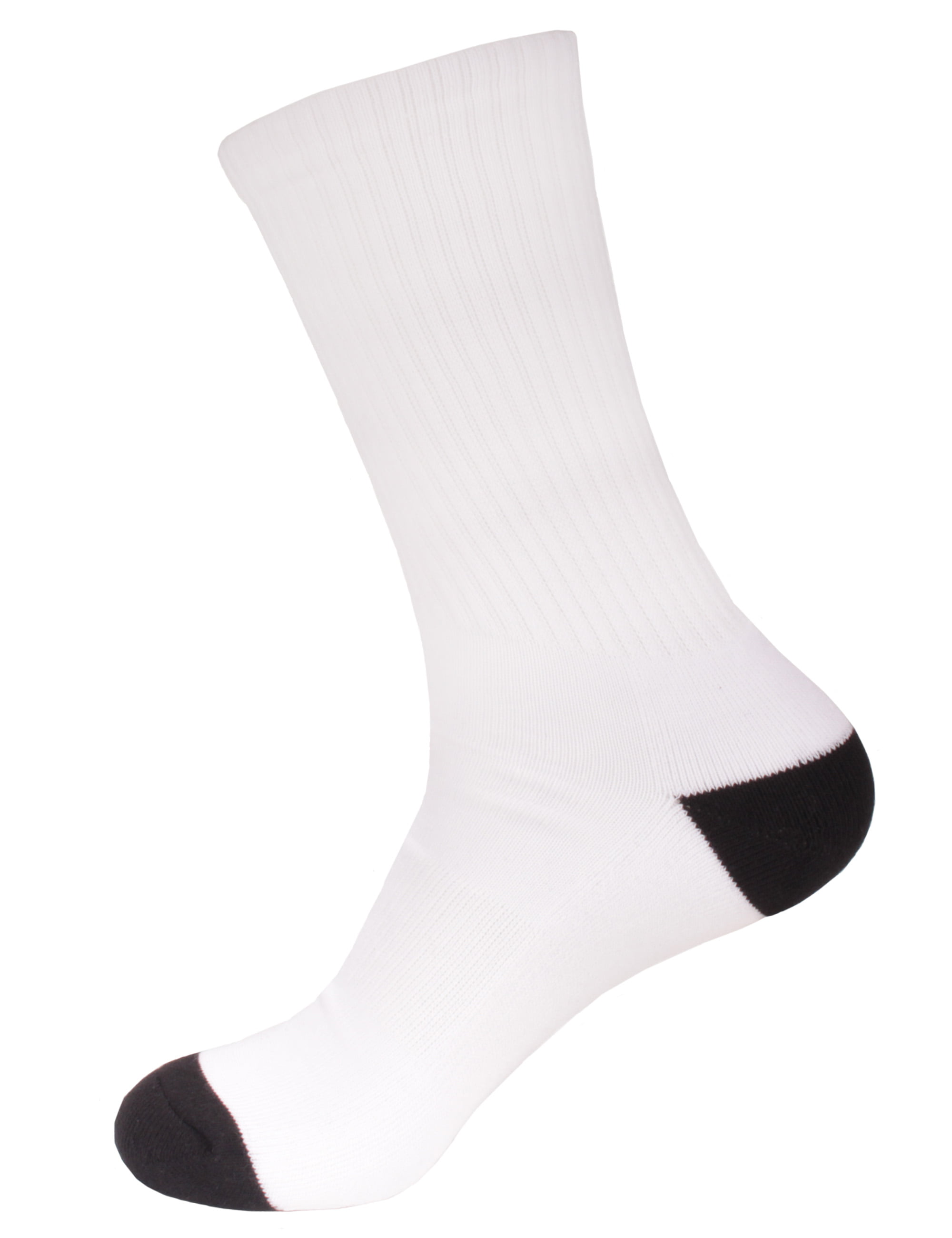 Blank Sublimation Performance Crew Socks - Black Toe and Heel - 25x25cm ...