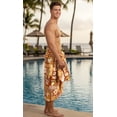 thumbnail image 4 of LA LEELA Men's Swimwear Beach Summer Pareo Long Sarong Wrap One Size Tawny, Turtle Vacation Holiday Aloha, 4 of 5