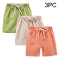 thumbnail image 7 of Girls 3-Pack Summer Shorts Cotton Linen Bermuda Shorts Drawstring Loose Elastic Waist Casual Shorts with Pocket 4T, 7 of 7