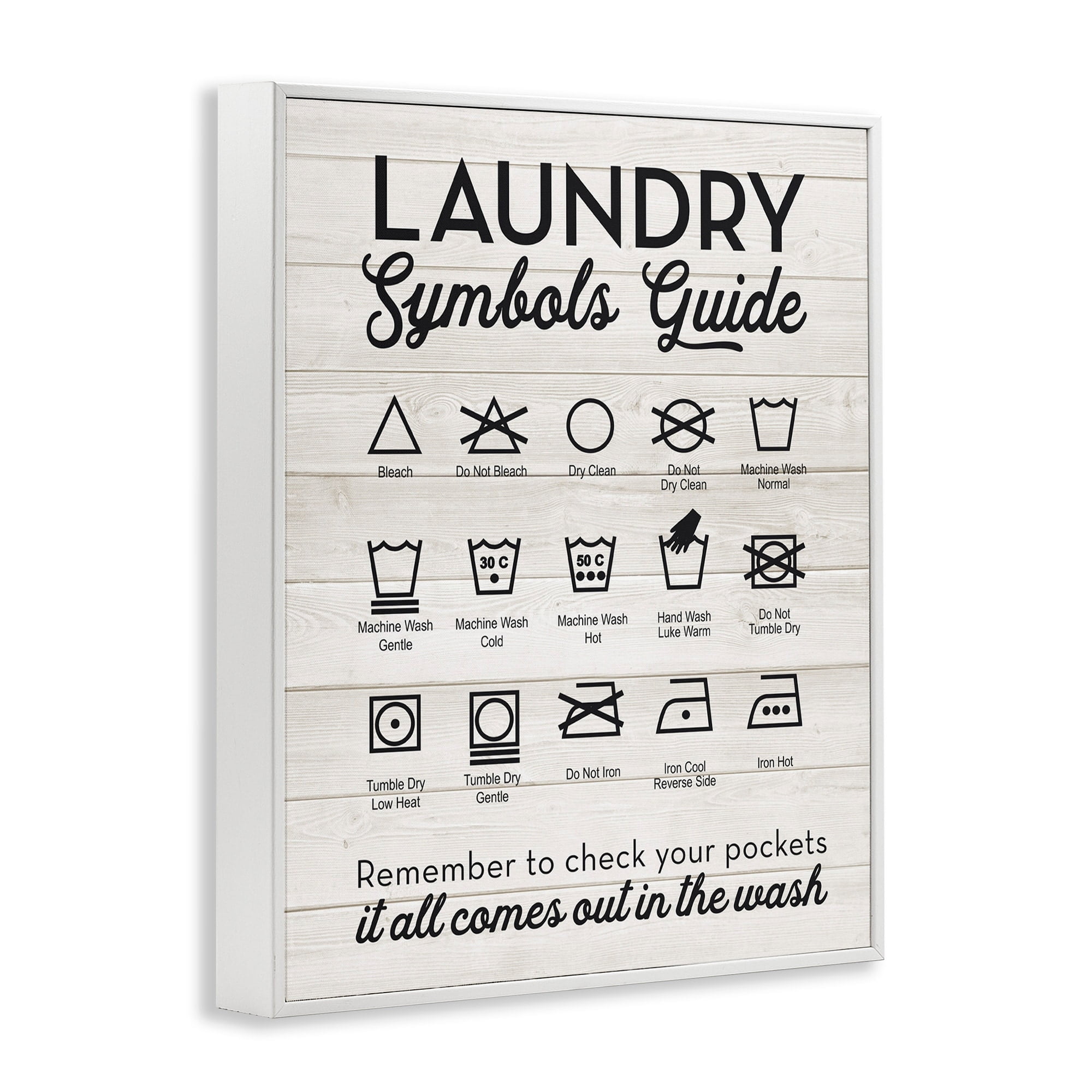 Stupell Industries Laundry Symbols Guide Typography, 24 x 30,Design by Lettered and Lined