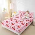 thumbnail image 4 of Feelyou Kawaii Pink Cherry Queen Sheet Sets, Princess Cartoon Bed Set, 4pcs, 4 of 7