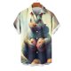 thumbnail image 4 of Blusa y camisa de manga corta con cuello vuelto para hombre, blusa informal de moda con cuello vuelto, blusa estampada de manga corta con botones, blusa de poliéster para hombre, 4 of 5