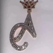 2.50 Ct Round Cut Real Moissanite Customize Letter Pendant 14K Rose Gold Plated Birthday gifts No Chain