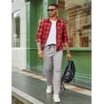 thumbnail image 3 of COOFANDY Mens Twill Pants Stretch Waist Drawstring Chino Pants Straight Leg Casual Cotton Trousers Slacks with Pockets, 3 of 6