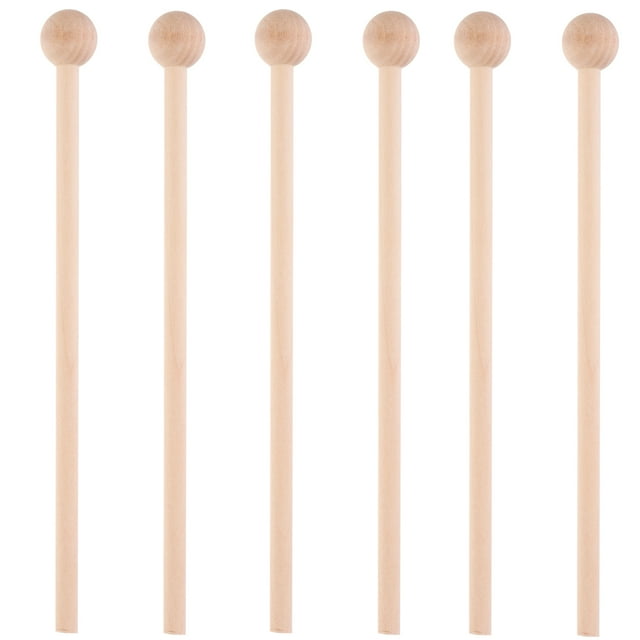 TEHAUX 6Pcs Hard Wood Mallets Percussion Sticks for Children Rhythm Training Music Practice Light Brown Color