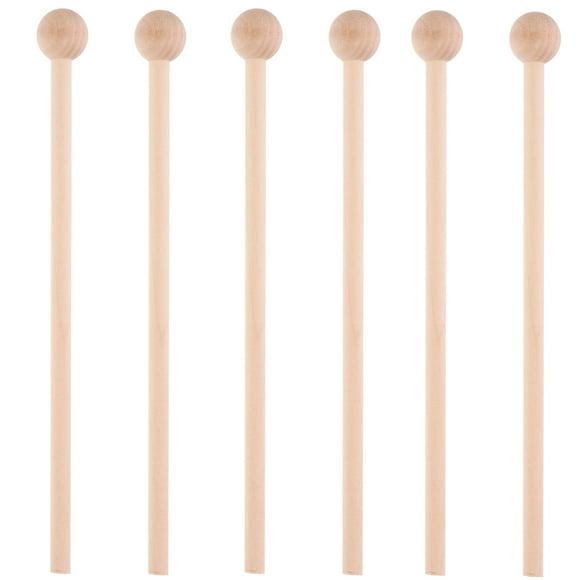 MasteelfCA 6 Pcs Maillets en Bois Bâtons de Percussion Pièces d'Instruments de Percussion Accessoires (Couleur Bois)