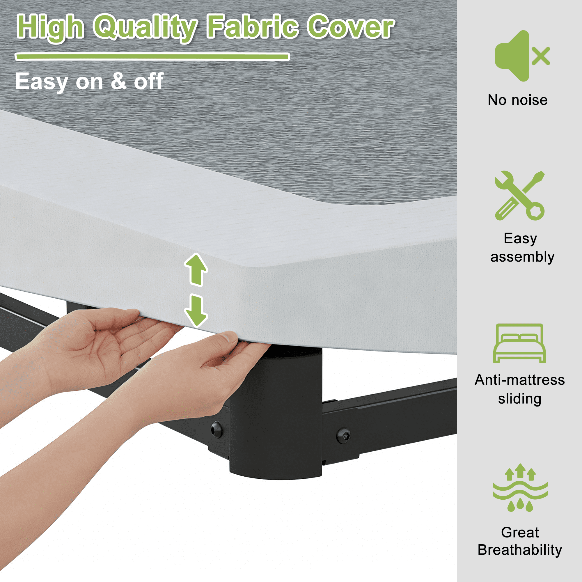Napcenter 5 inch Full Size Box Spring, Mattress Foundation, Heavy Duty Metal, Included Fabric Cover, Noise Free, Easy Assembly