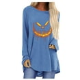 thumbnail image 1 of Pompotops Femmes O-Cou Impression en Vrac Casual Mode Manches Longues Tops, 1 of 4