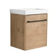 thumbnail image 2 of Noble House 18" Floating Bathroom Vanity, Ceramic Sink, Plywood Soft-Close Door, Small Bath Storage, Imitative Oak, 2 of 14
