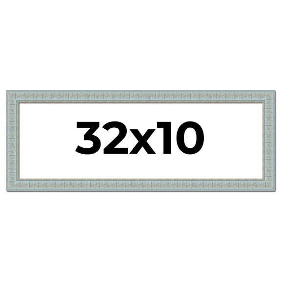 32x10 Frame Blue Teal Distressed Solid Wood Picture Frame | 1.625 Inch Moulding Width | Sonoma Blue