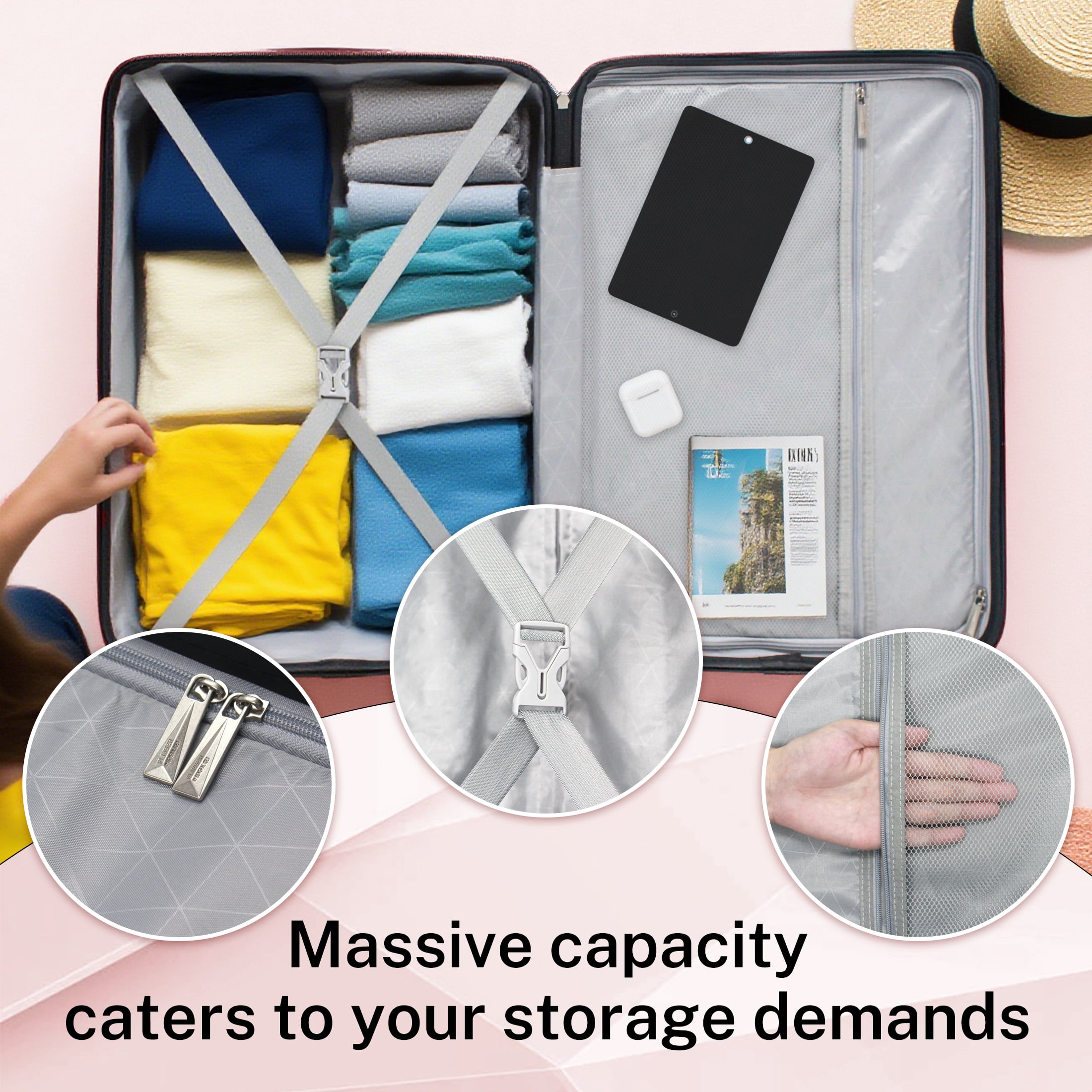 Luggage Sets 3 Piece Lightweight Luggage with Spinner Wheels ABS Travel Suitcase with TSA Lock 20 24 28 inch Carry on Luggage RoseGold