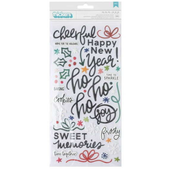 Vicki Boutin Peppermint Kisses Thickers Stickers 155/Pkg-Ho Ho Ho Phrase/Puffy