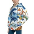 thumbnail image 2 of Kll Unisex Kids Boys Girls Hooded Pocket Pullover Hoodies-Marine Animals, 2 of 9