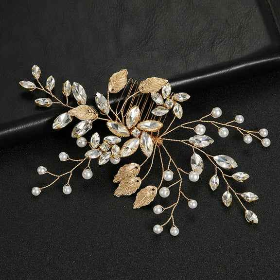 Niceauty Golden Bridal Rhinestone Headpiece for Wedding and Party Decor