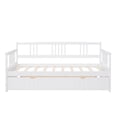 thumbnail image 5 of Twin Daybed with Trundle, Wooden Sofa Bed Frame, Twin Size Daybed with Twin Size Trundle, Wood Slat Support for Living Room Guest Room Bedroom, No Box Spring Required, White, 5 of 9