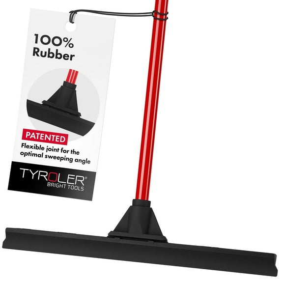 Tyroler Bright Tools Floor Squeegee 17.7" 100% Rubber Head, 55.1" 4-Part Anti-Rust Aluminum Handle