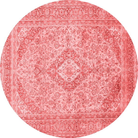 Ahgly Company Indoor Round Medallion Red Traditional Area Rugs, 8' Round