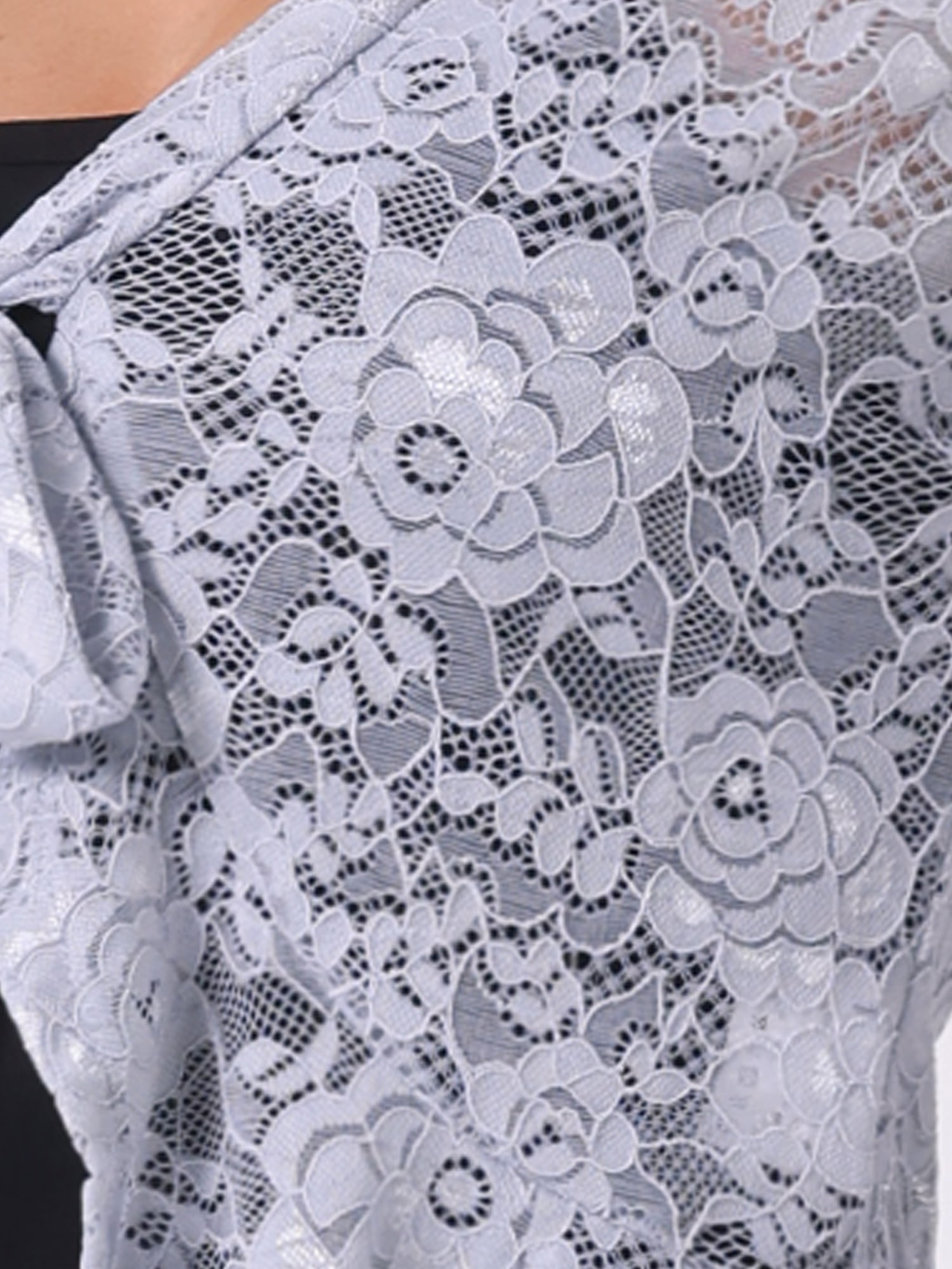 DARING DIVA Women's Ruffled Hem Floral Lace Crop Shrug Cardigan S Dusty Grey
