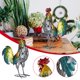 thumbnail image 1 of Escultura de metal de gallo de hierro tallado, decoración del hogar, obras de arte, regalos., 1 of 5