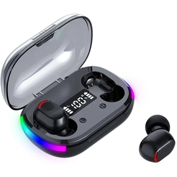 Auriculares inalámbricos TWS Bluetooth 5.3 con sonido estéreo HiFi y pantalla LED para juegos, entrenamiento, deportes, running y gimnasio