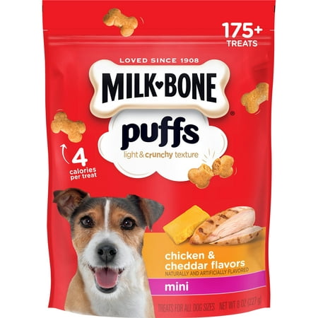 Milk-Bone Puffs Crunchy Dog Treats, Chicken and Cheddar Flavor, Mini Size, 8-Ounce (Best Treat Bags For Dogs)