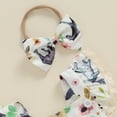 thumbnail image 4 of Newborn Baby Girl Farm Outfit Animal Horse Cow Print Romper Fly Sleeveless Bodysuit with Headband Set Infant Country Clothes, 4 of 7