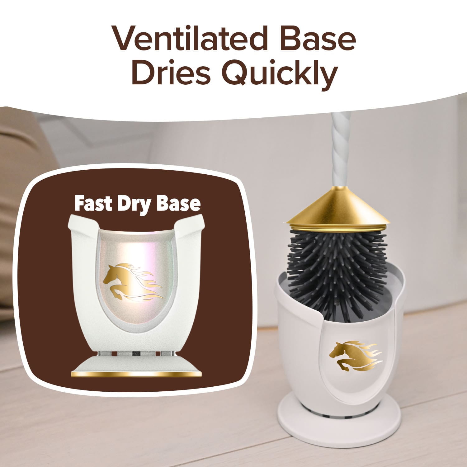 Horsepower Original, AS SEEN ON TV, Motorized Toilet Brush, Powerful Spinning Action, 360 Degree Cleaning Power, Flexible Silicone Bristles, Eliminate Stains & Residue, No Scrubbing,Rechargeable
