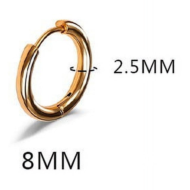 Pendientes con hebilla para la oreja con forma de anillo redondo de acero de titanio de 2,5 de espesor, con personalidad para hombres y mujeres