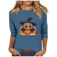 thumbnail image 3 of Wiyuqeen Thanksgiving Shirts for Women 3/4 Sleeve Crew Neck Fall Shirts Plus Size Lightweight Graphic Tees Holiday Tshirts, 3 of 5