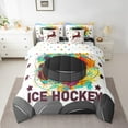 thumbnail image 2 of Feelyou Ice Hockey Sport Bedding Comforter Set 7pcs, Fashion Watercolor Art King Bedding Sets, Teens Kids Boys Girls Reversible Bed Sheets, Luxury Bedroom Decor, 2 of 8