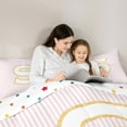 thumbnail image 5 of Feelyou Pink Monogrammed S Bedding Comforter Set for Kids, Fashion Stripes Lines Twin Comforter Sets, Gold Sequin Print Reversible Bedding Set, Luxury Bedroom Decor, 2 Pieces, 5 of 8