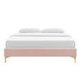 thumbnail image 6 of Platform Bed Frame, Full Size, Velvet, Pink, Modern Contemporary Urban Design, Bedroom Master Guest Suite, 6 of 7