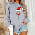 thumbnail image 2 of Christmas Women's Sweatshirts Fashion Red Wine Glass Printed Pullover Round Neck Sweater Xmas Rhinestone Loose Long Sleeve Blouse Tops, 2 of 6