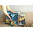 thumbnail image 2 of Ambesonne Lake Throw Pillow Cover 2 Pack, Dreamy Art Snowy Mountains Sun, 20", Sea Blue Dark Khaki, 2 of 7