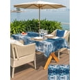thumbnail image 5 of Outdoor Tablecloth with Umbrella Hole for Patio/Picnic/Party/Camping, Vintage Minimalist Waterproof Table Cloth Rectangle Table Cover Washable, Deep Blue Abstract Tie-dye Texture (60"x 84"), 5 of 9