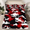 thumbnail image 2 of Castle Fairy Boys Black Red Camouflage 4 Pieces Queen Sheet Sets,Abstract Geometric Ultra Soft Flat Sheet,Queen Fitted Sheet,Breathable Home Decor, 2 of 7