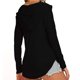 thumbnail image 4 of Blusa con hombros caídos Poliéster Moda Mujer Color puro Cuello en V Ajuste casual Jersey Tops Negro XL, 4 of 6