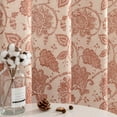 thumbnail image 4 of JINCHAN Linen Floral Printed Curtains Grommet Top Scroll Medallion Design Drapes Retro Window Curtain 2 Panels for Living Room Red on Beige W50 x L96, 4 of 7