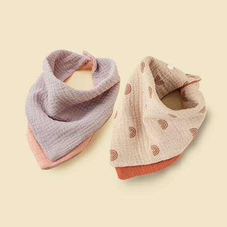 

TUOBKE 2pcs Baby Four-layer Pure Cotton Gauze Feeding And Nursing Bibs 6-12 Months Baby Handkerchief Printed Multicolor Baby Triangle Scarf Burp Cloths Baby Soothing Towels Small Wash